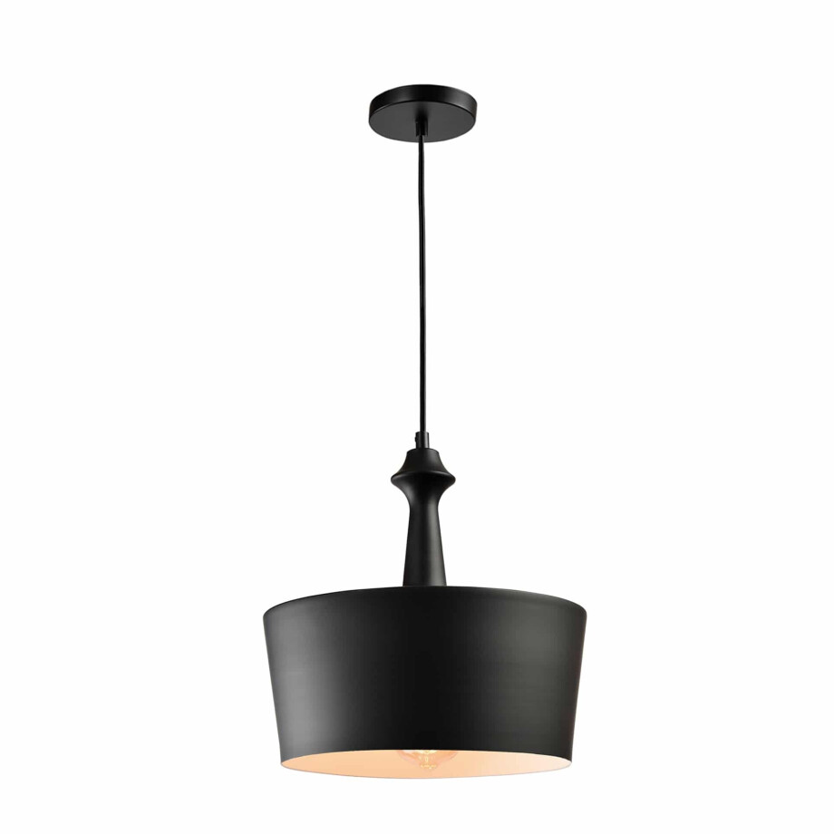 QUVIO Hanglamp modern - Rond metaal met knop - Diameter 31 cm afbeelding 1