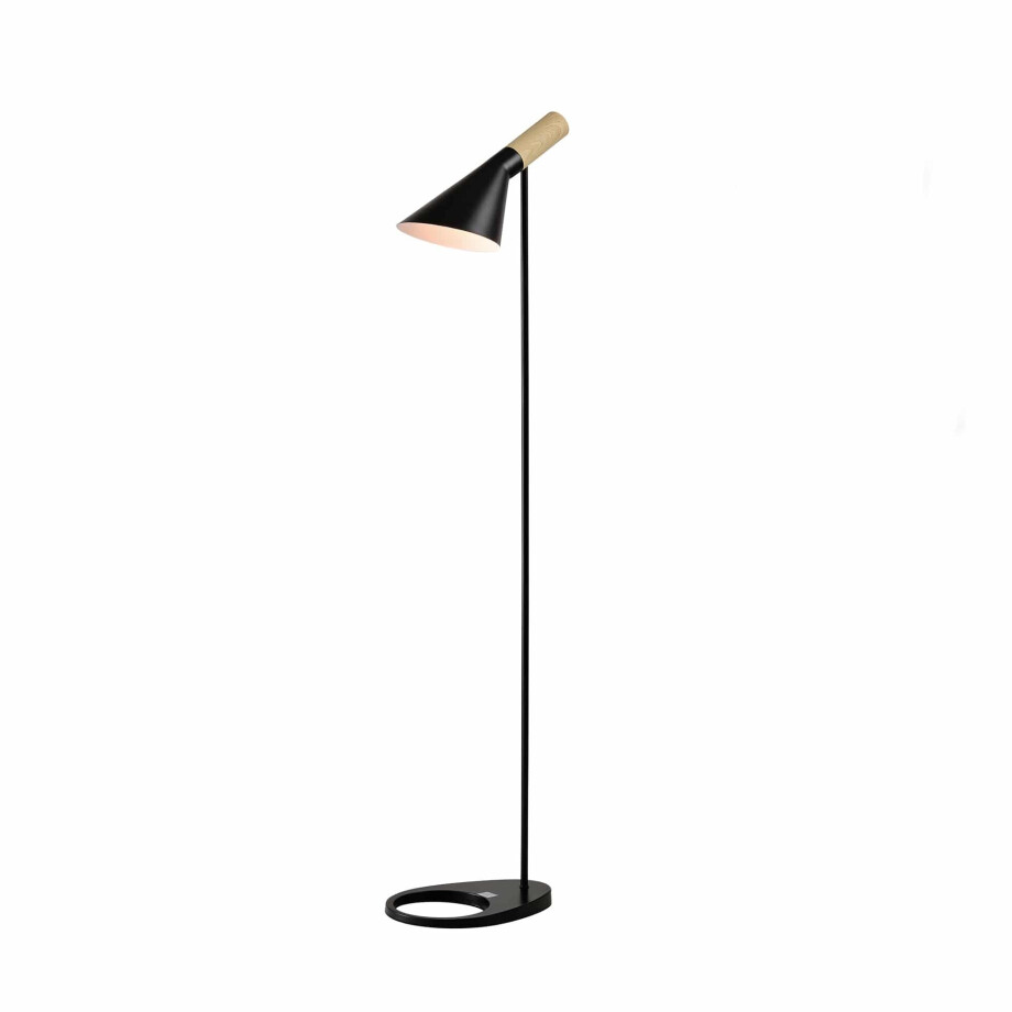 QUVIO Vloerlamp Scandinavisch - Verstelbare kap - Zwart en bruin afbeelding 1