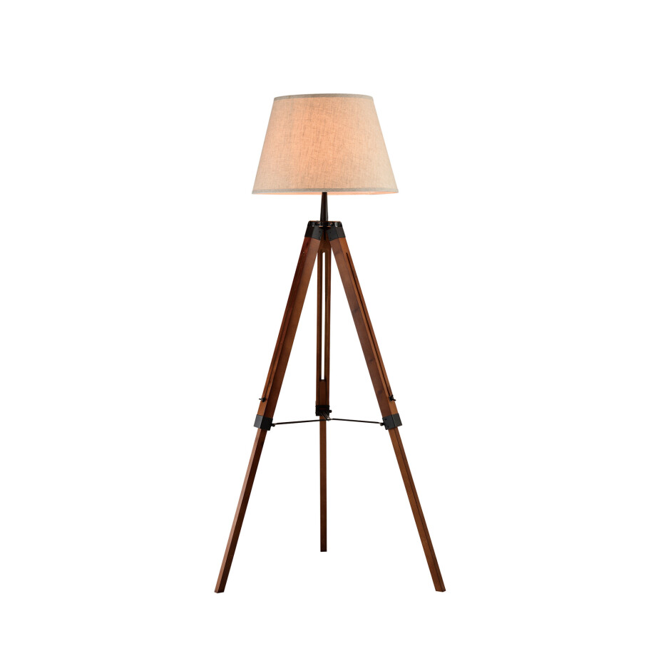 QUVIO Vloerlamp landelijk - Driepoot van hout - Diameter voet 60 cm afbeelding 1