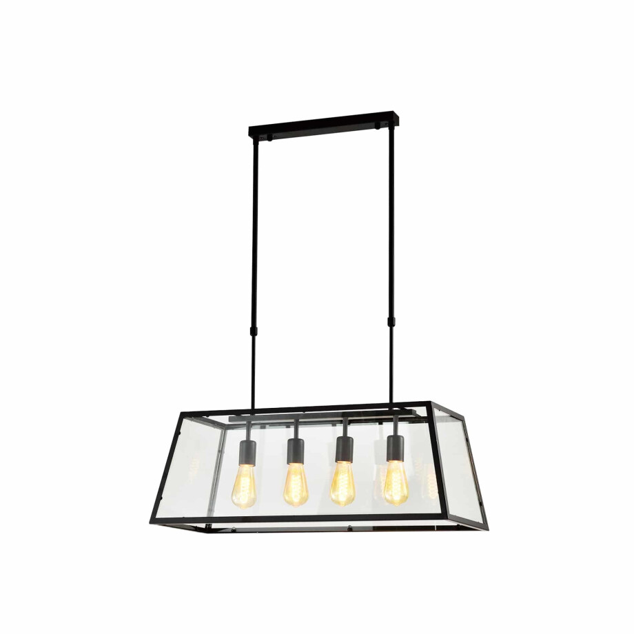 QUVIO Hanglamp modern - 4 lichtpunten met stalen glazen kap - 30 x 78 x 28 cm afbeelding 1