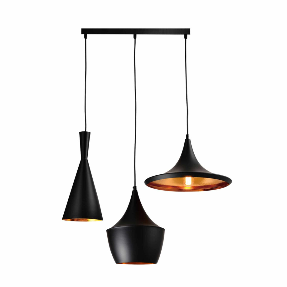 QUVIO Hanglamp modern - 3 lichtpunten met verschillende kappen - 36 x 65 x 38 cm afbeelding 1