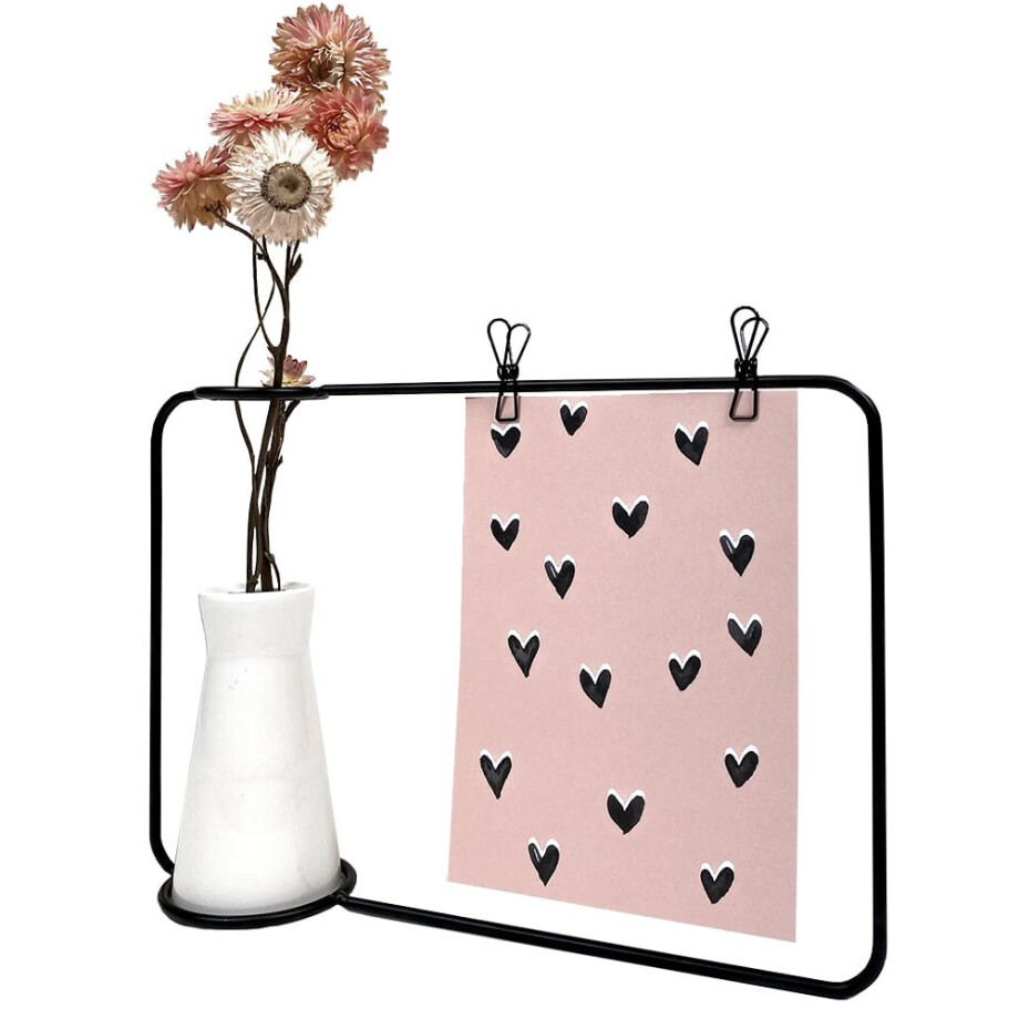QUVIO fotolijst - Metalen frame - Wit vaasje afbeelding 1