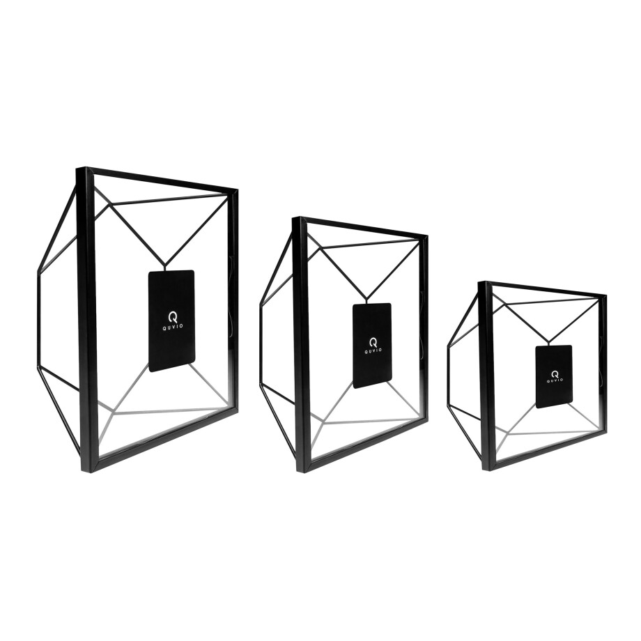 QUVIO Fotolijstjes - Hexagon - Set van 3 - Zwart afbeelding 1