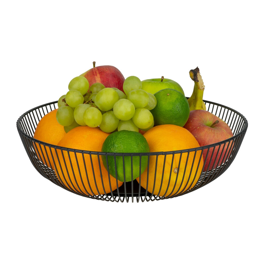 QUVIO Fruitschaal - Metaal - Diameter 28 cm - Zwart afbeelding 1
