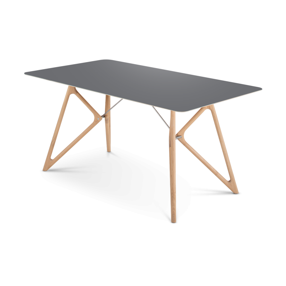 Tink table houten eettafel whitewash - met linoleum tafelblad nero - 160 x 90 cm afbeelding 1