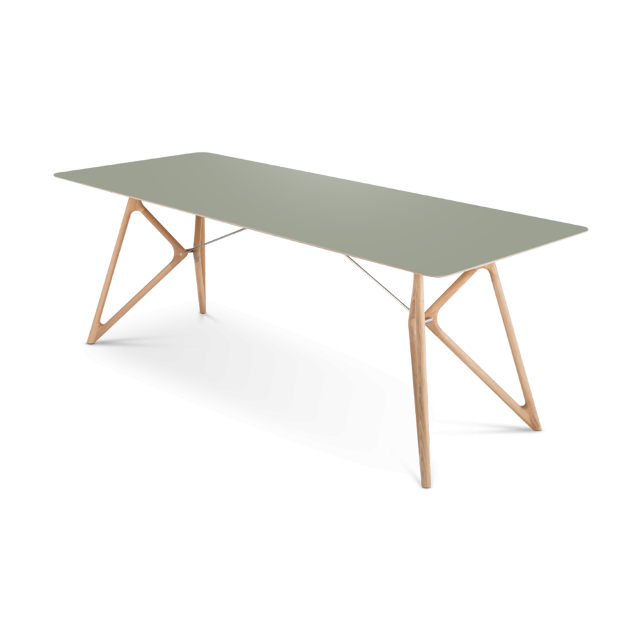 Tink table houten eettafel whitewash - met linoleum tafelblad dark olive - 160 x 90 cm afbeelding 1