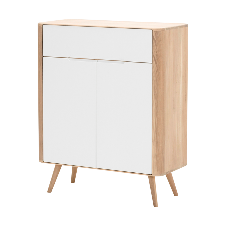 Ena dresser 90 houten ladekast whitewash - 90 x 110 cm Ena dresser 90 houten ladekast whitewash - 90 x 110 cm afbeelding 1
