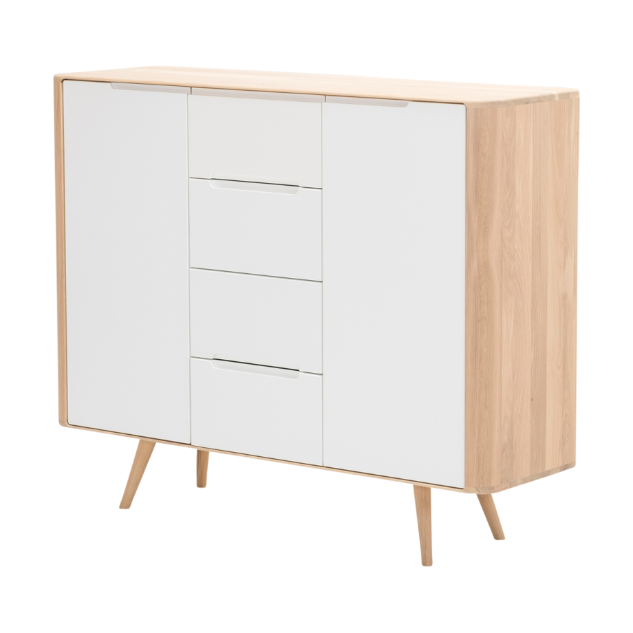 Ena dresser 135 houten ladekast whitewash - 135 x 110 cm afbeelding 1