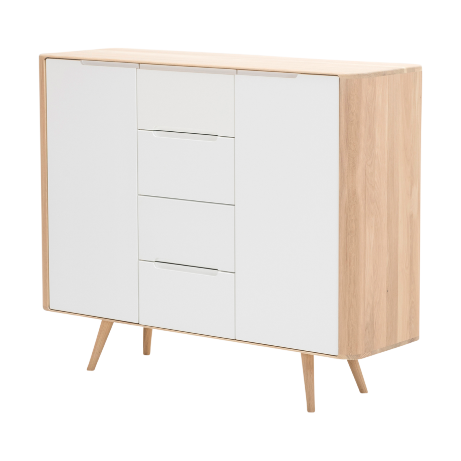 Ena dresser 135 houten ladekast whitewash - 135 x 110 cm Ena dresser 135 houten ladekast whitewash - 135 x 110 cm afbeelding 1