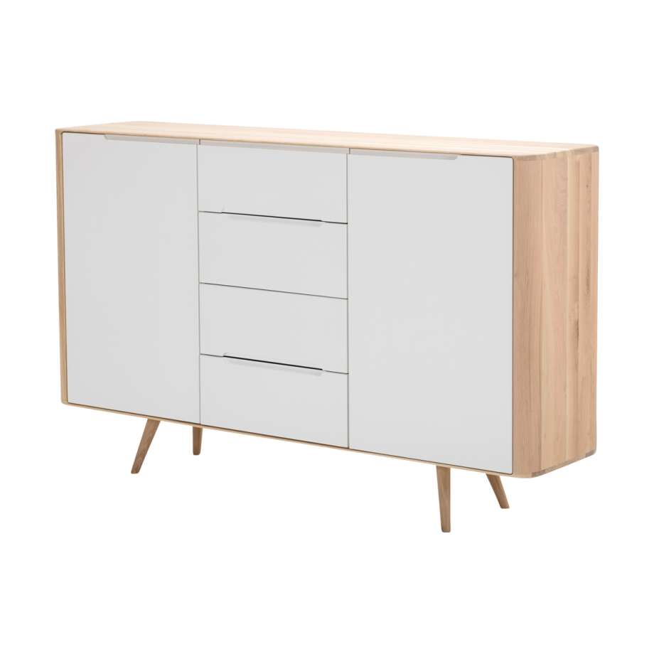 Ena dresser 180 houten ladekast whitewash - 180 x 110 cm Ena dresser 180 houten ladekast whitewash - 180 x 110 cm afbeelding 1