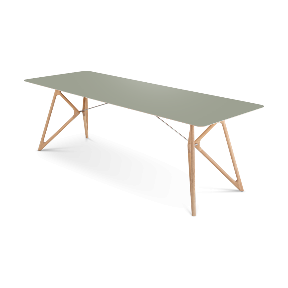 Tink table houten eettafel whitewash - met linoleum tafelblad dark olive - 240 x 90 cm afbeelding 1