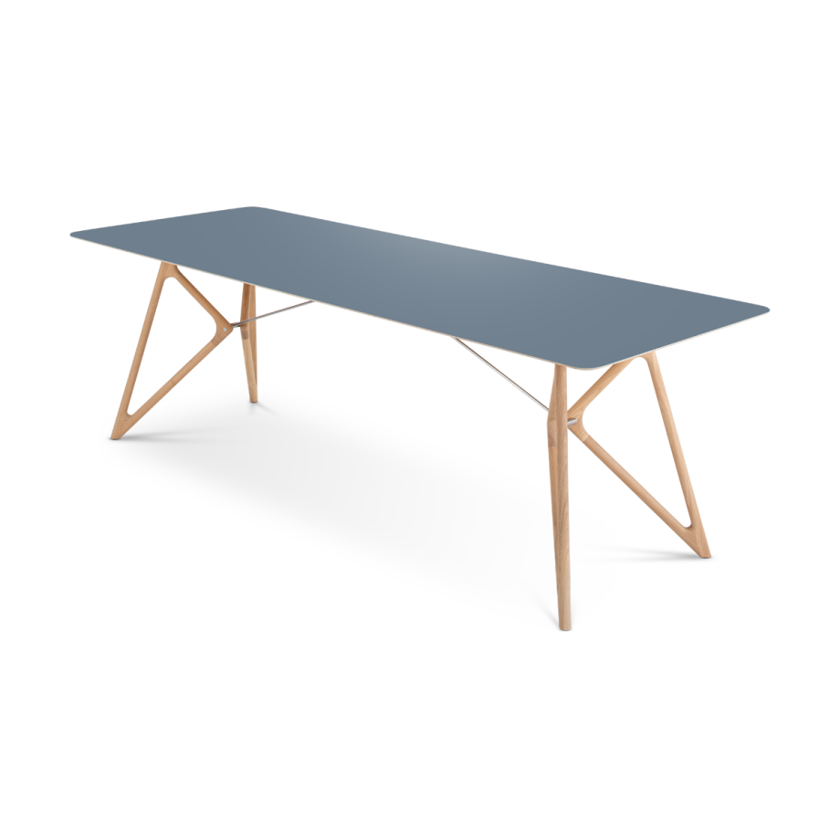 Tink table houten eettafel whitewash - met linoleum tafelblad smokey blue - 240 x 90 cm Tink table houten eettafel whitewash - met linoleum tafelblad smokey blue - 240 x 90 cm afbeelding 1