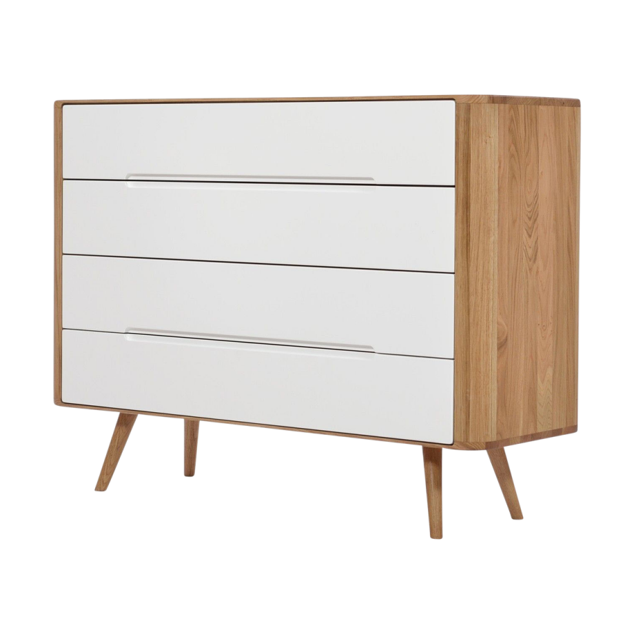 Ena drawer 120 - 4 drawers houten ladekast naturel - 120 x 90 cm Ena drawer 120 - 4 drawers houten ladekast naturel - 120 x 90 cm afbeelding 1