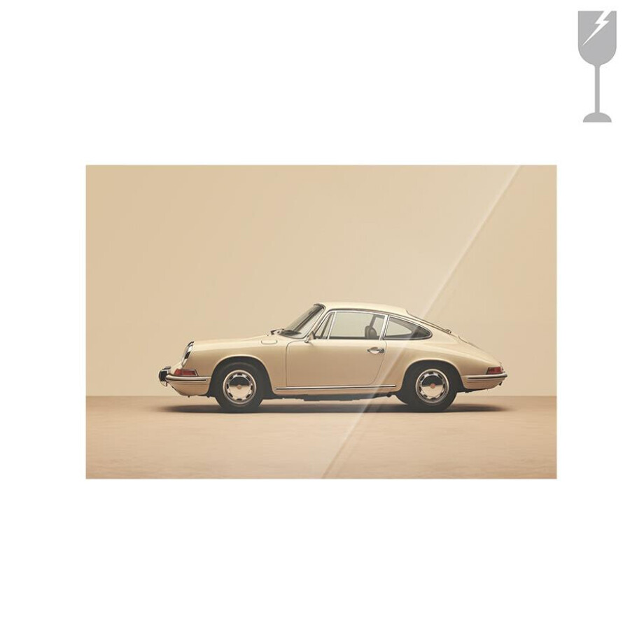 Urban Cotton Glasschilderij 'Vintage Porsche Beige' 40 x 60cm afbeelding 