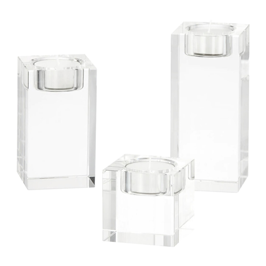 QUVIO Waxinelichthouder - Set van 3 - Glas afbeelding 1