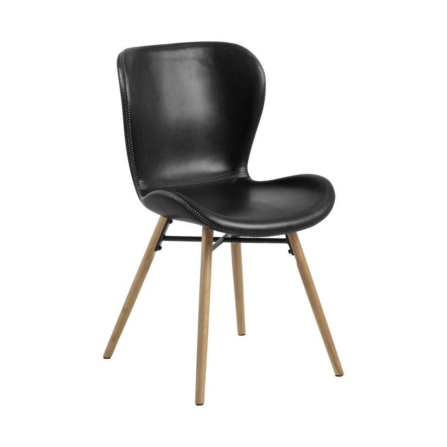 Bendt Eetkamerstoel 'Olle' PU, kleur Zwart Bendt Eetkamerstoel 'Olle' PU, kleur Zwart afbeelding 1