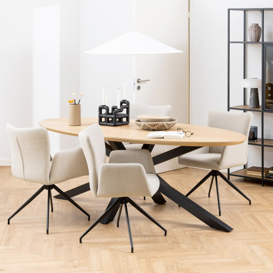 Bendt Ovale Eettafel 'Line' Eiken, 220 x 100cm Bendt Ovale Eettafel 'Line' Eiken, 220 x 100cm afbeelding 1