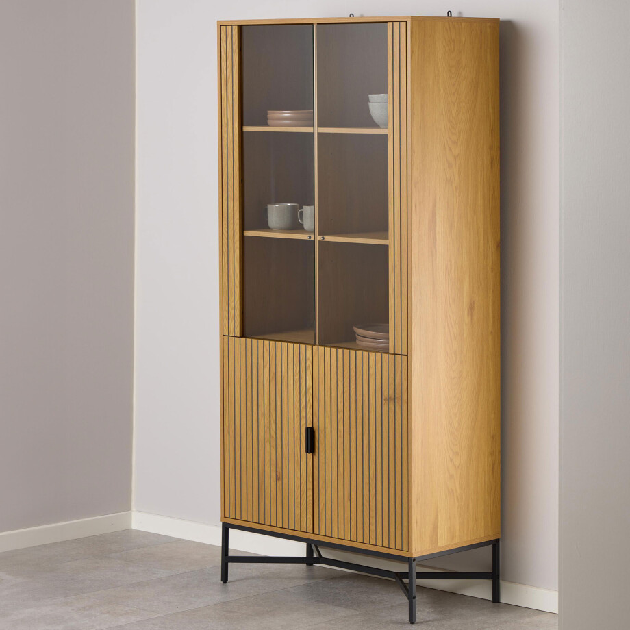 Bendt Vitrinekast 'Lisette' Eikenhout, 180 x 80cm afbeelding 1