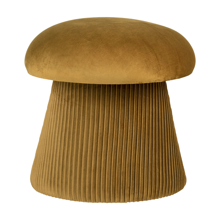 Noam velvet poef oker - Ø 41 cm Noam velvet poef oker - Ø 41 cm afbeelding 1