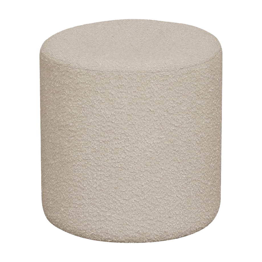 Jip bouclé poef beige - Ø 34 cm afbeelding 1
