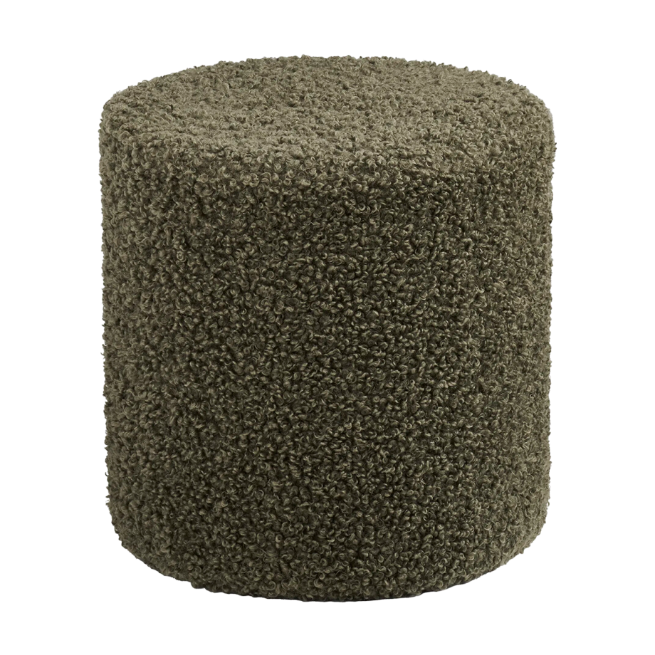 Jip bouclé poef groen - Ø 34 cm afbeelding 1