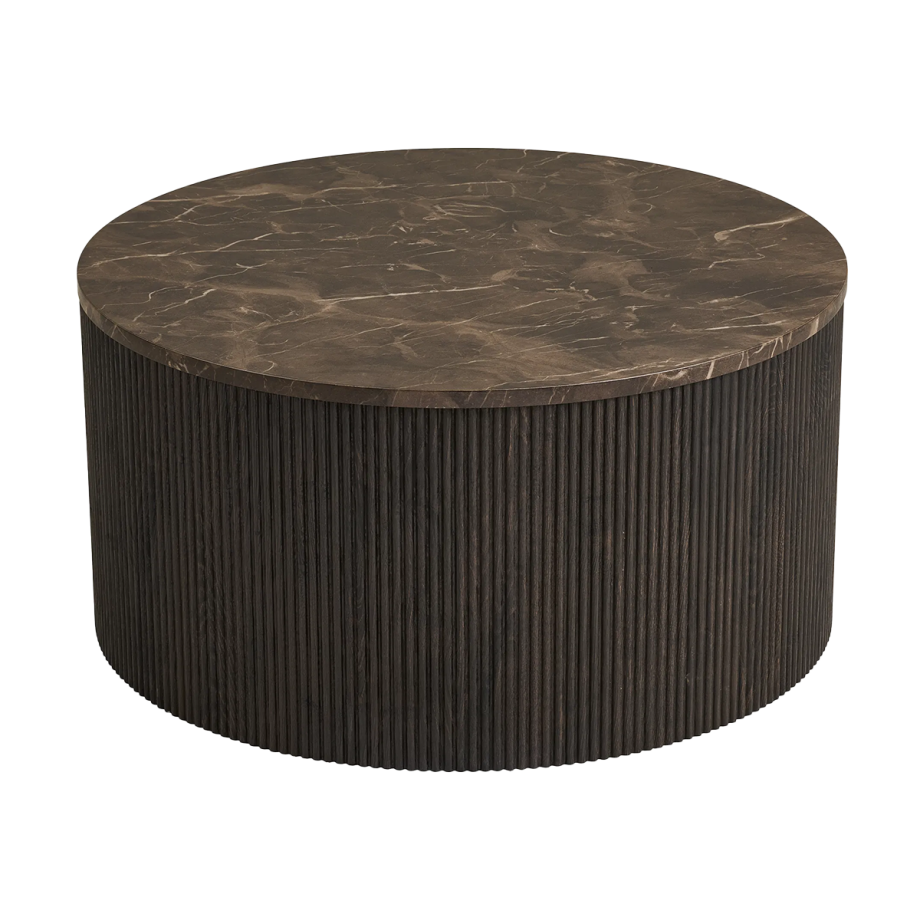 Babette ronde salontafel donkerbruin marmer - Ø 80 x 40 cm afbeelding 1