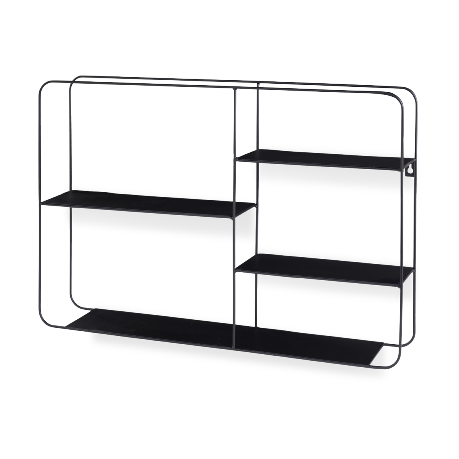 Rosie metalen wandrek zwart - 57 x 40 cm Rosie metalen wandrek zwart - 57 x 40 cm afbeelding 1