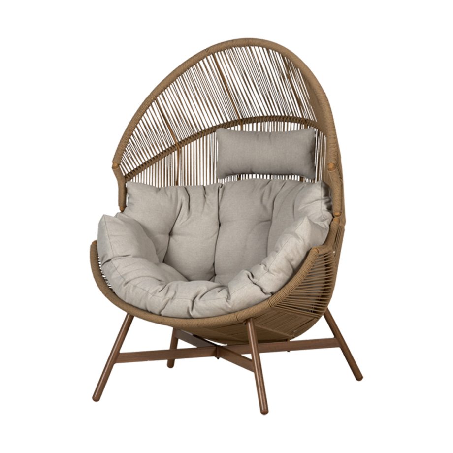 Ayla rattan tuin loungestoel beige Ayla rattan tuin loungestoel beige afbeelding 1