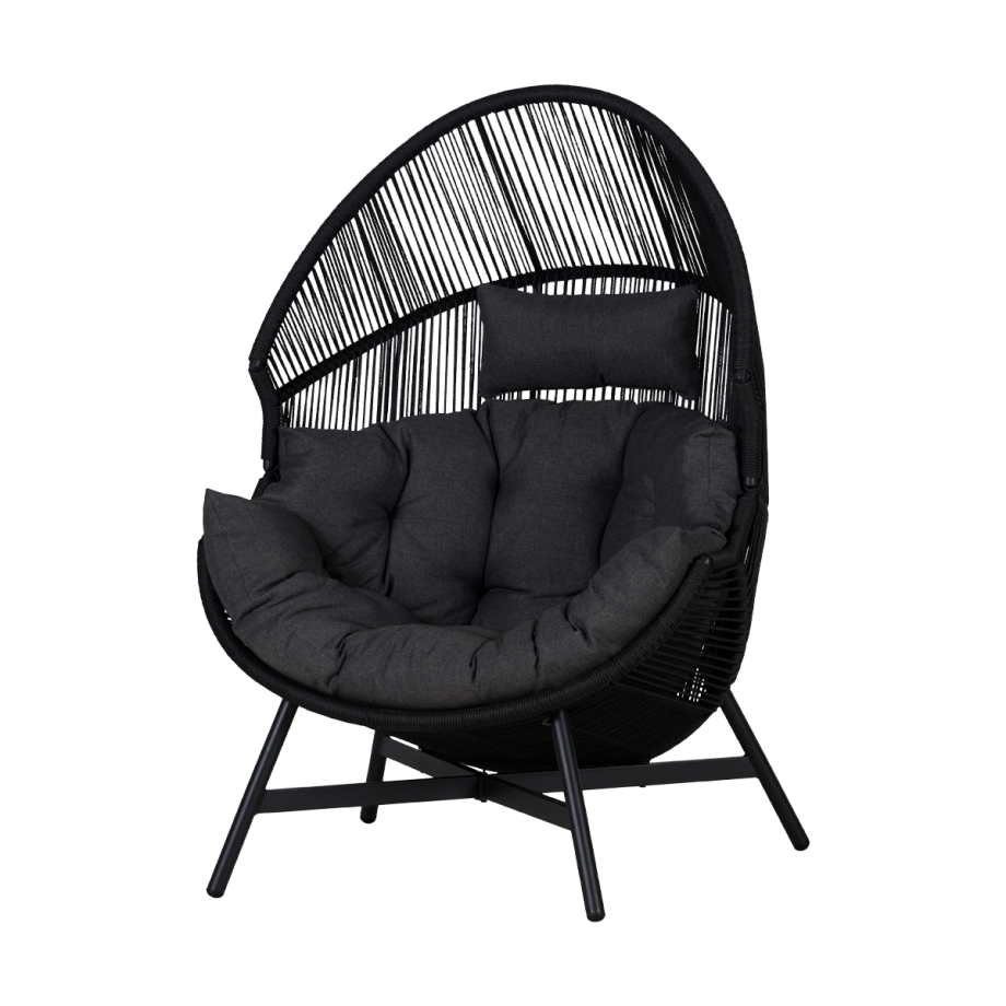 Ayla rattan tuin loungestoel zwart Ayla rattan tuin loungestoel zwart afbeelding 1