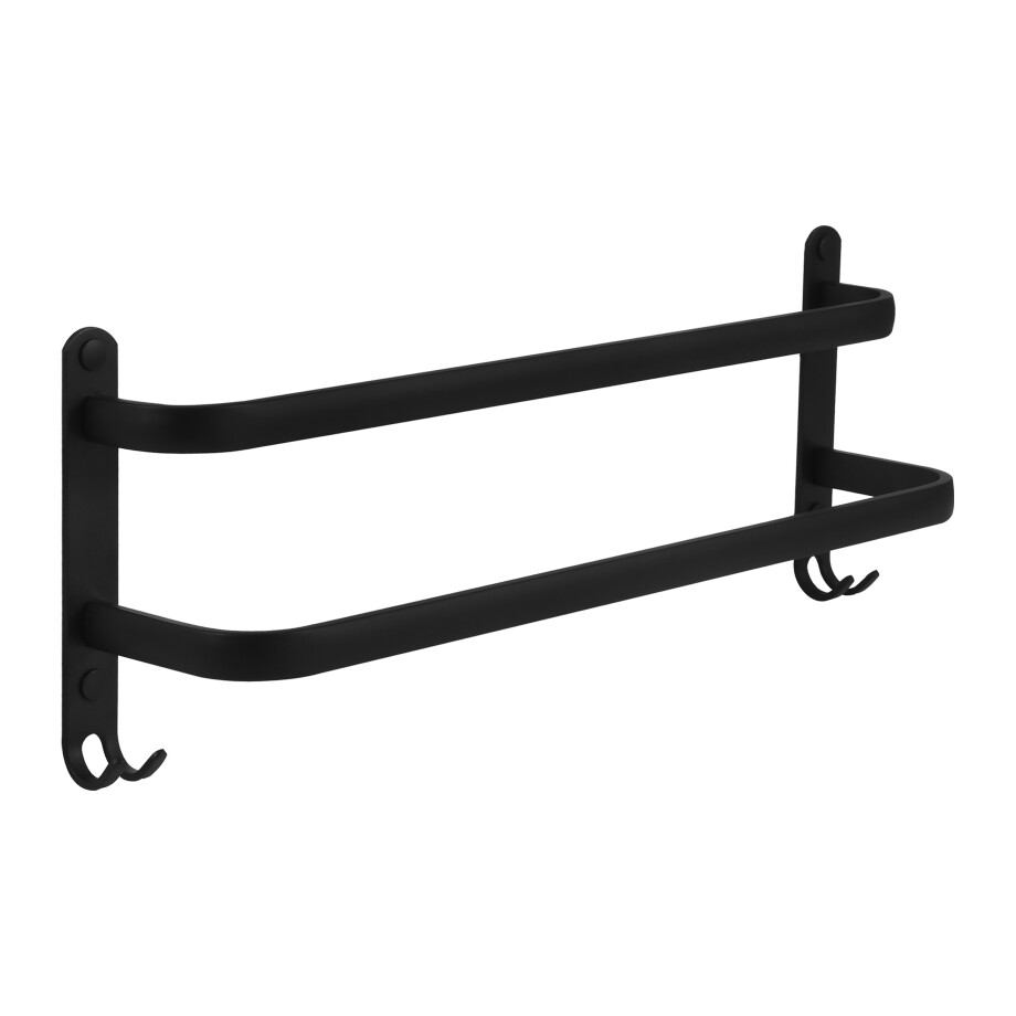 QUVIO Handdoekenrek - Met 2 stangen - 48 cm breed - Zwart afbeelding 1