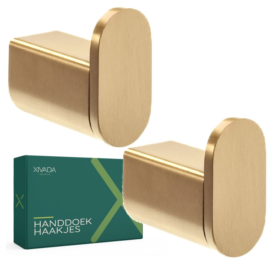 XIVADA Handdoekhaakje Dona - Inclusief schroefset - Goud - Set van 2 afbeelding 1