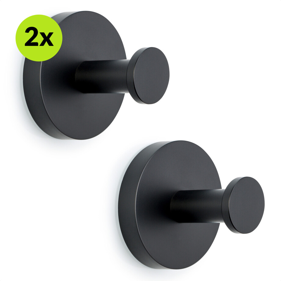 XIVADA Handdoekhaakjes Giro - Inclusief montageset - Zwart - 2 stuks afbeelding 1