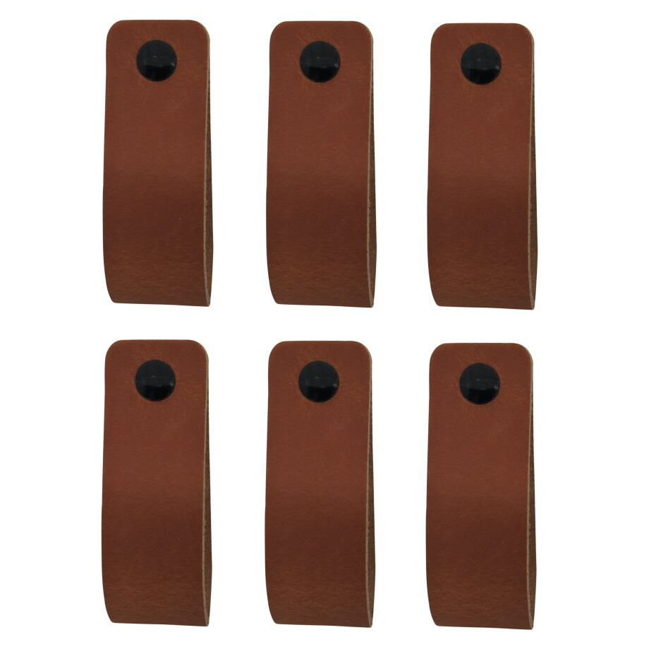 XIVADA Leren Handgreep Juqa - Boren - Leer - Cognac - Set van 6 afbeelding 1