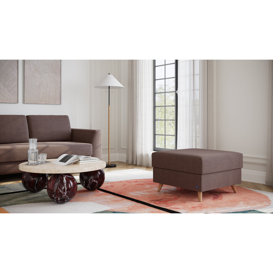 BRUNO poef 70x70 in bruin | Comfortabele opbergruimte en praktische opbergruimte afbeelding 1