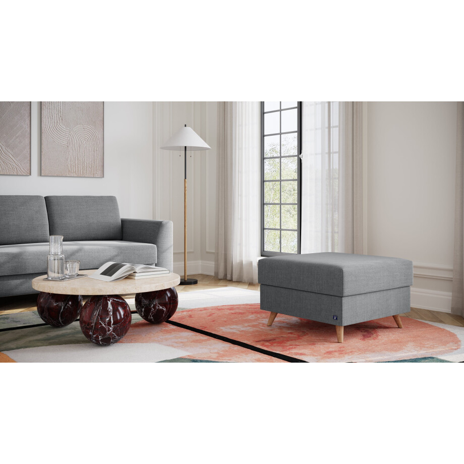BRUNO poef 70x70 in donkergrijs | Comfortabele opbergruimte en praktische opbergruimte afbeelding 1