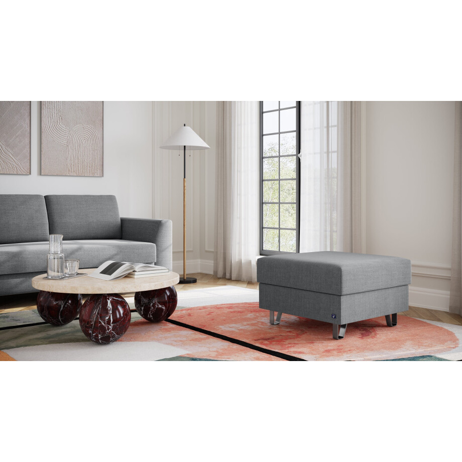 BRUNO poef 70x70 in donkergrijs | Comfortabele opbergruimte en praktische opbergruimte afbeelding 1