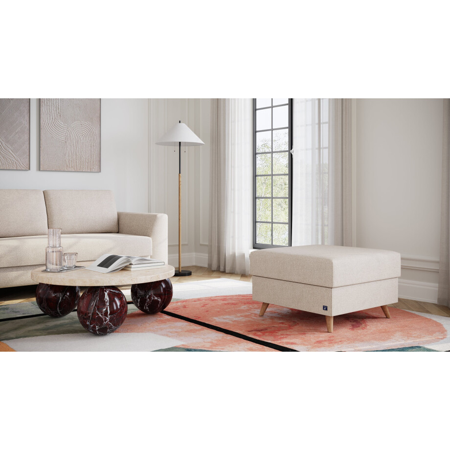 BRUNO poef 70x70 in aurora soft beige | Comfortabele opbergruimte en praktische opbergruimte afbeelding 1