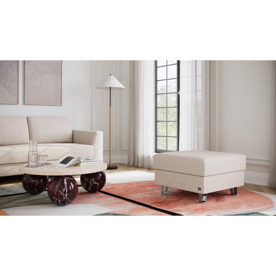 BRUNO poef 70x70 in aurora soft beige | Comfortabele opbergruimte en praktische opbergruimte afbeelding 1