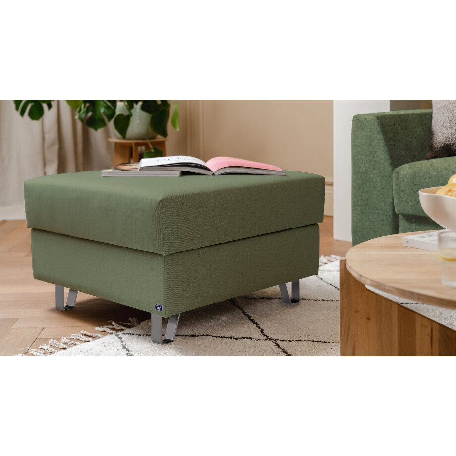 BRUNO poef 70x70 in groen | Comfortabele opbergruimte en praktische opbergruimte afbeelding 1