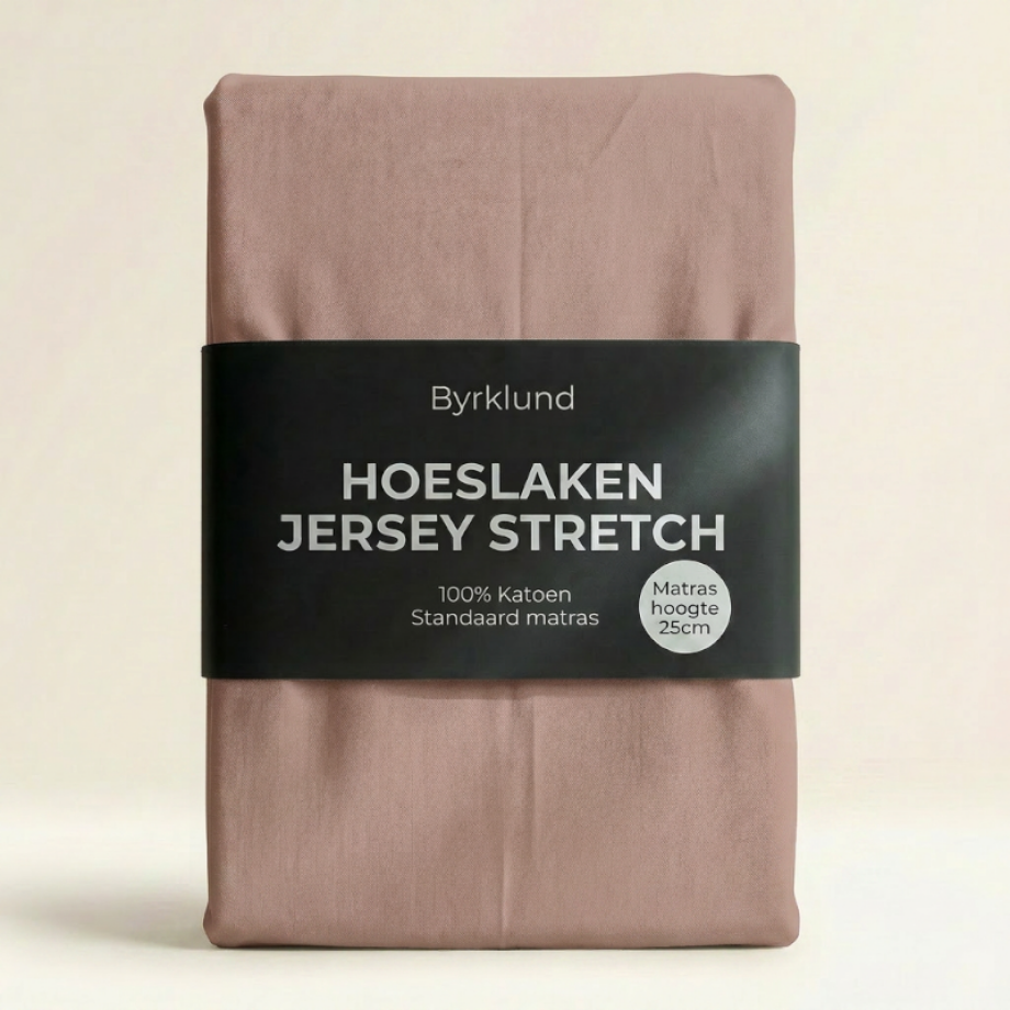 Hoeslaken Katoen - Jersey Stretch - Oud Roze - 80x200cm - Roze - Byrklund - Dekbed-Discounter.nl afbeelding 
