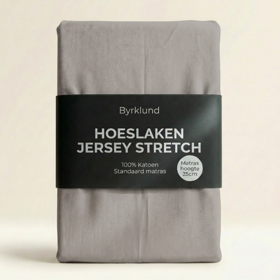 Hoeslaken Katoen - Jersey Stretch - Taupe - 140x200cm - Taupe - Byrklund - Dekbed-Discounter.nl afbeelding 