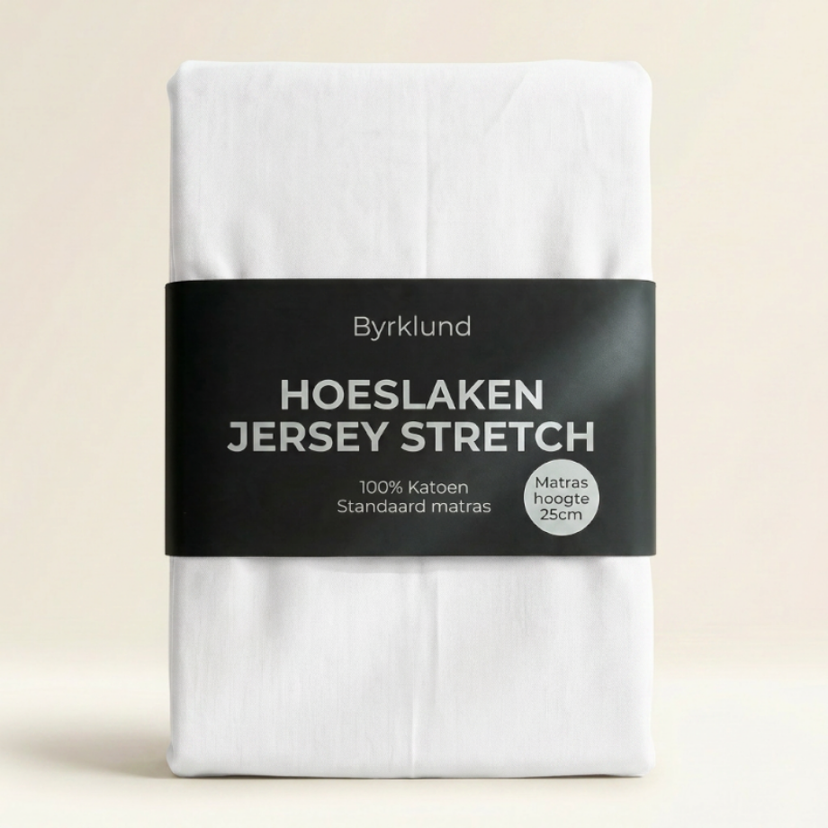 Hoeslaken Katoen - Jersey Stretch - Wit - 140x200cm - Wit - Byrklund - Dekbed-Discounter.nl afbeelding 