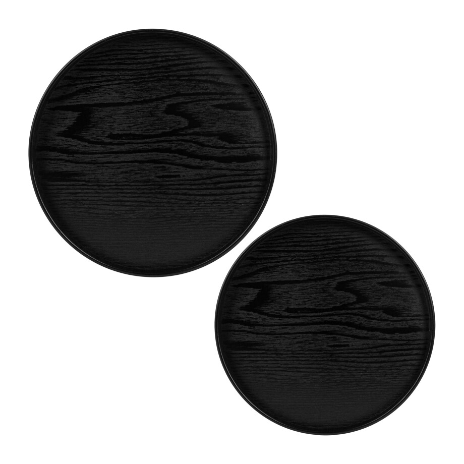 QUVIO Houten dienblad rond - 2 stuks - 24 en 27 cm afbeelding 1