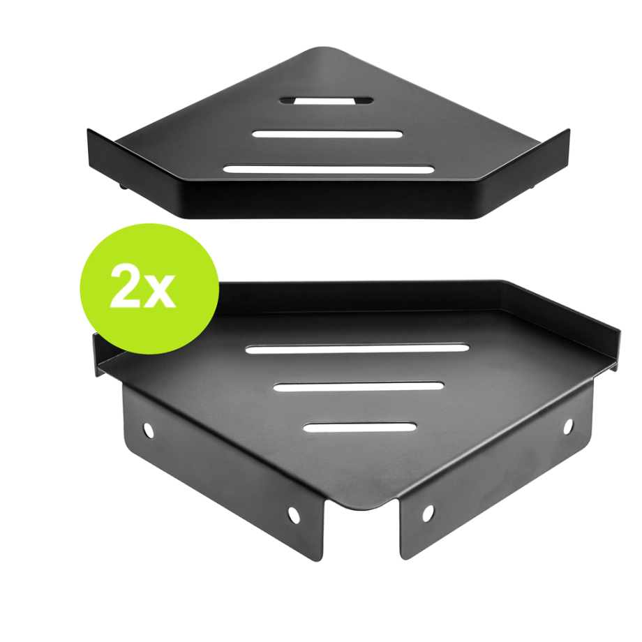 XIVADA Doucherek Huca - Hoekrek - Boren - Rvs - Zwart - Set van 2 afbeelding 1