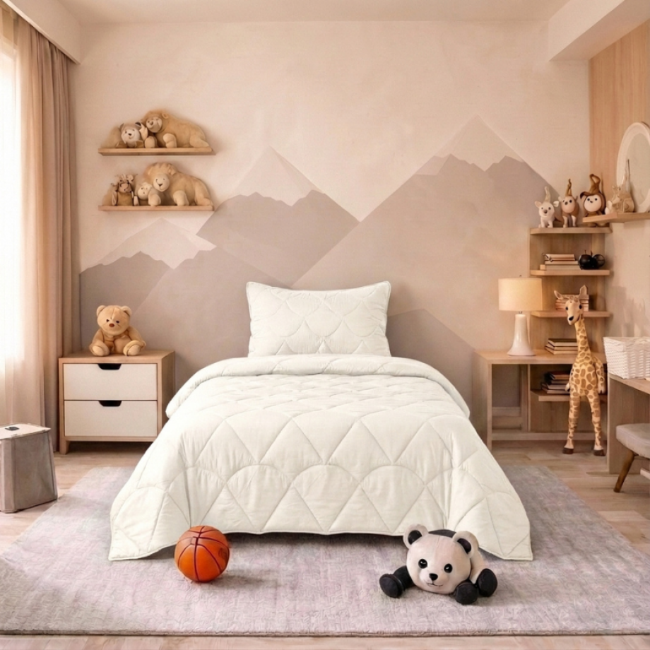 1+1 Gratis Wasbaar Kids Lazy Dekbed Zonder Overtrek - Zonder Overtrek - Velvet - Beige Off White - Dekbed-Discounter.nl afbeelding 