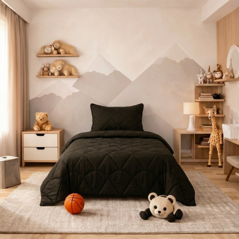 1+1 Gratis Wasbaar Kids Lazy Dekbed Zonder Overtrek - Zonder Overtrek - Velvet - Zwart - Dekbed-Discounter.nl afbeelding 