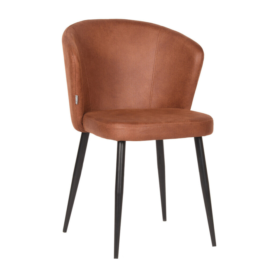 LABEL51 Eetkamerstoel 'Wave' Microfiber, kleur Cognac LABEL51 Eetkamerstoel 'Wave' Microfiber, kleur Cognac afbeelding 1