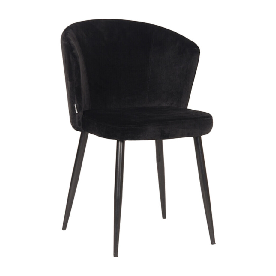 LABEL51 Eetkamerstoel 'Wave' Velvet, kleur Zwart afbeelding 1