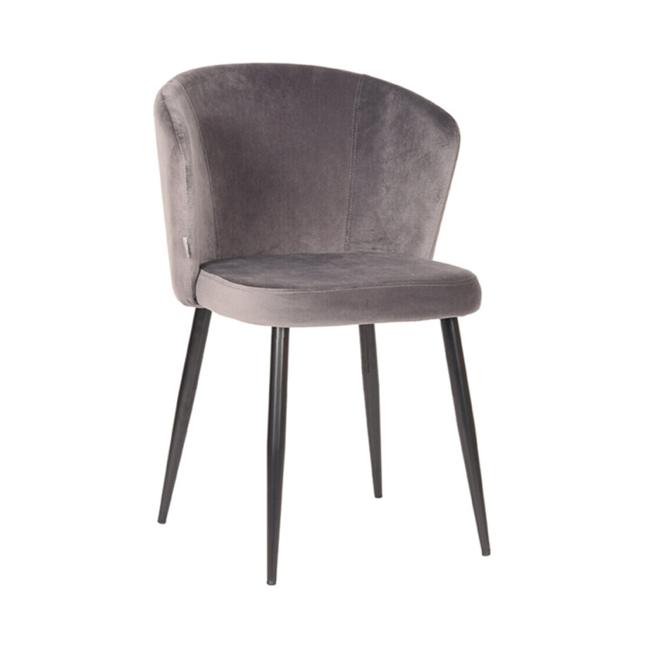 LABEL51 Eetkamerstoel 'Wave' Velvet, kleur Grijs LABEL51 Eetkamerstoel 'Wave' Velvet, kleur Grijs afbeelding 1