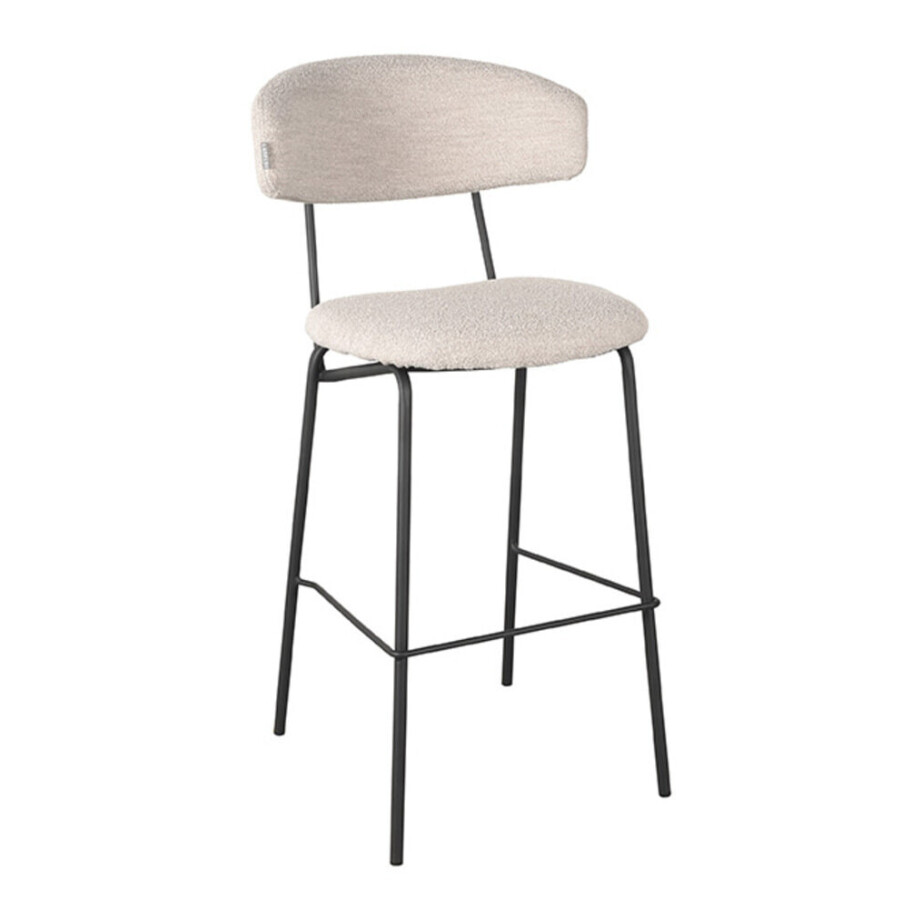 LABEL51 Barkruk 'Zack' Bouclé, kleur Naturel (zithoogte 78cm) afbeelding 1